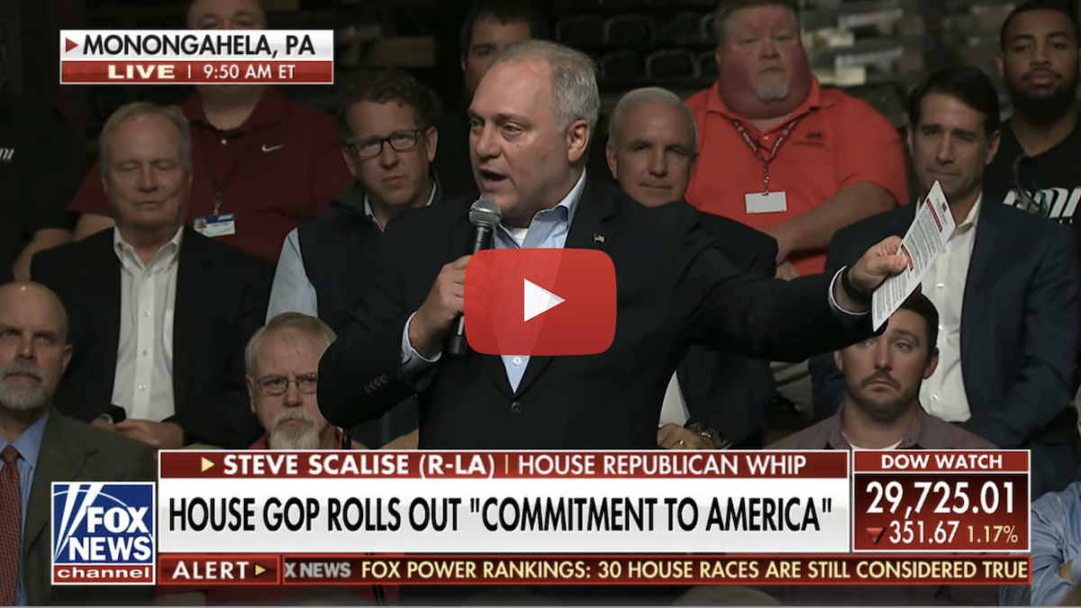Screenshot of YouTube video Scalise speaking