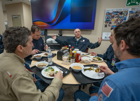 Leader Scalise enjoys lunch with platform operators and hears more about day-to-day life on Chevron Anchor.