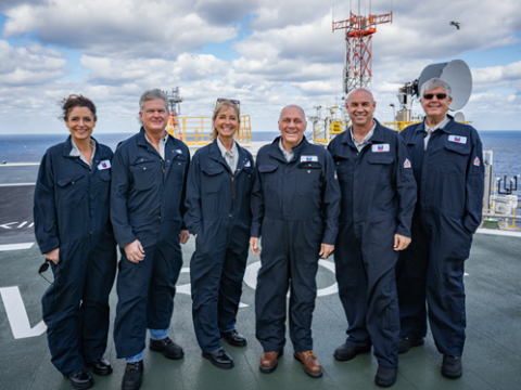Leader Scalise and his colleagues arrive on the Chevron Anchor platform in the Gulf of Mexico, a 95-minute helicopter ride from New Orleans.