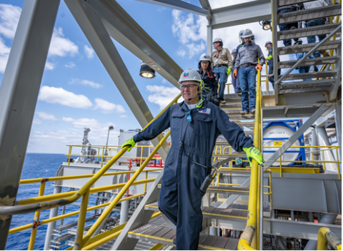 Leader Scalise leads a hardhat tour of the platform.