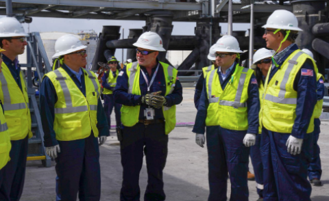 Leader Scalise and his colleagues are briefed by Venture Global personnel during the tour.