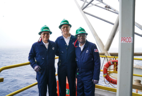 Leader Scalise and Representatives Onder and Fields on the Holstein platform, about 100 miles off the Louisiana coast.