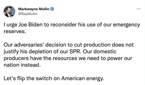 Rep. Markwayne Mullin tweet