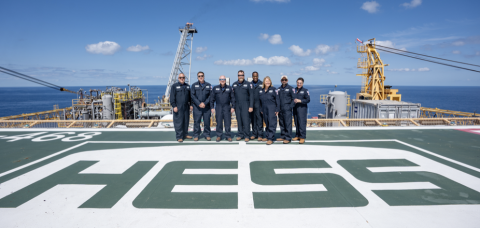 Members arrive on the deep-water platform for a day of briefings and tours led by Hess global, regional, and platform leadership.