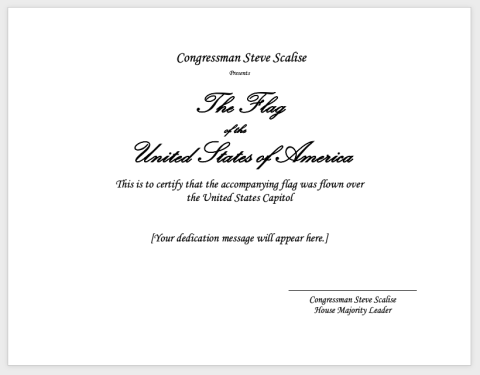 Sample Flag Certificate
